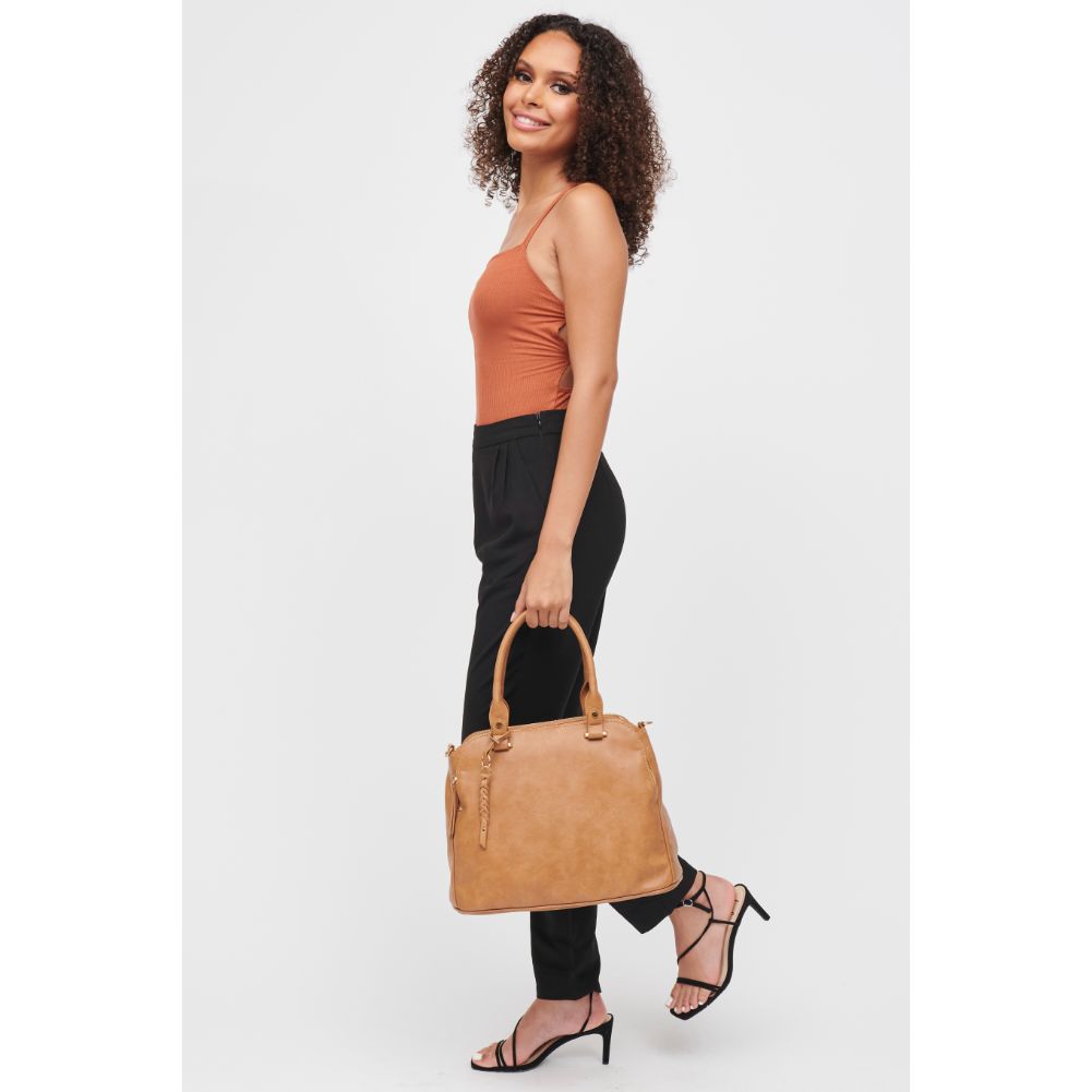 Woman wearing Camel Urban Expressions Noreen Satchel 840611185334 View 4 | Camel