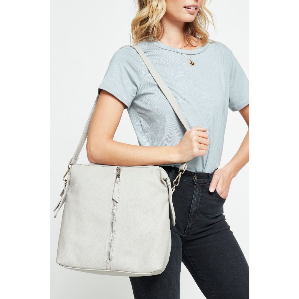 Woman wearing Grey Urban Expressions Kenzie Backpack 840611133571 View 4 | Grey