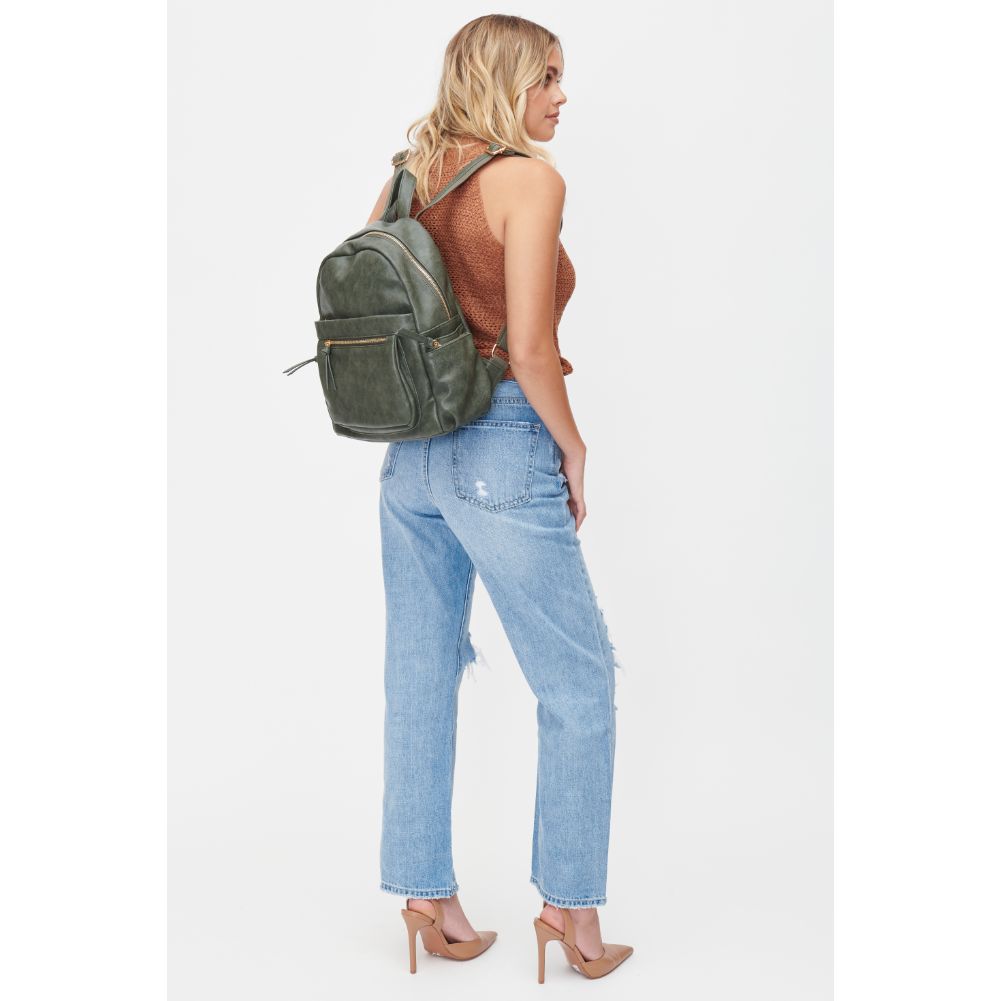 Woman wearing Hunter Green Urban Expressions Scarlett Backpack 818209010733 View 3 | Hunter Green