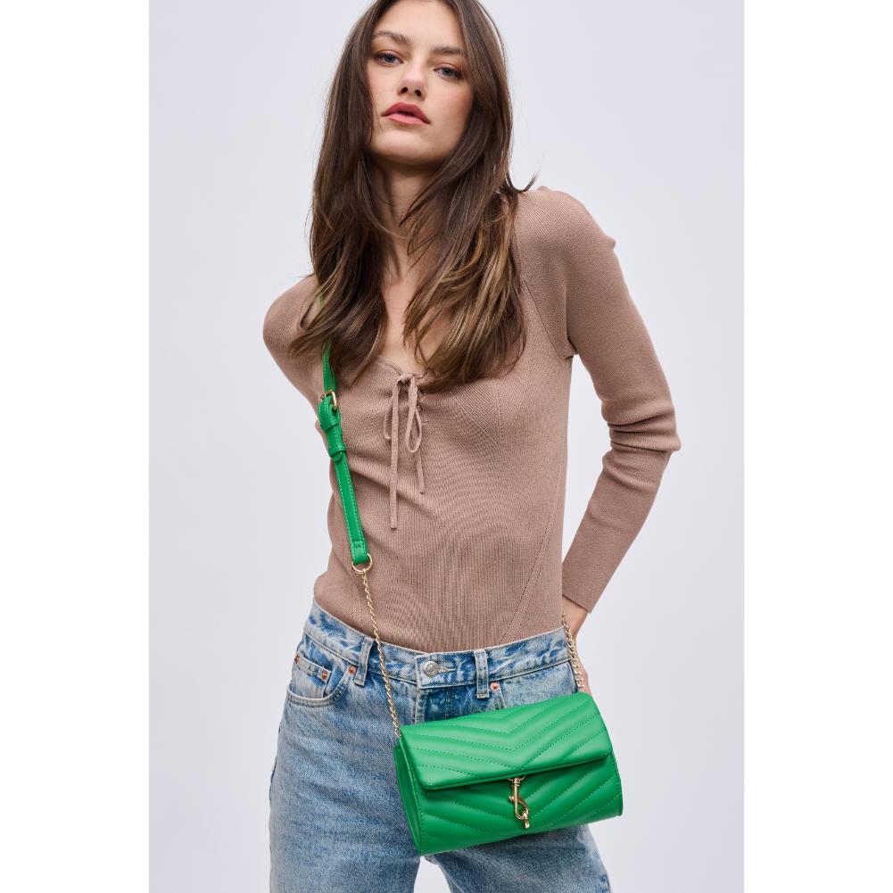 Woman wearing Kelly Green Urban Expressions Nanci Crossbody 840611123039 View 1 | Kelly Green