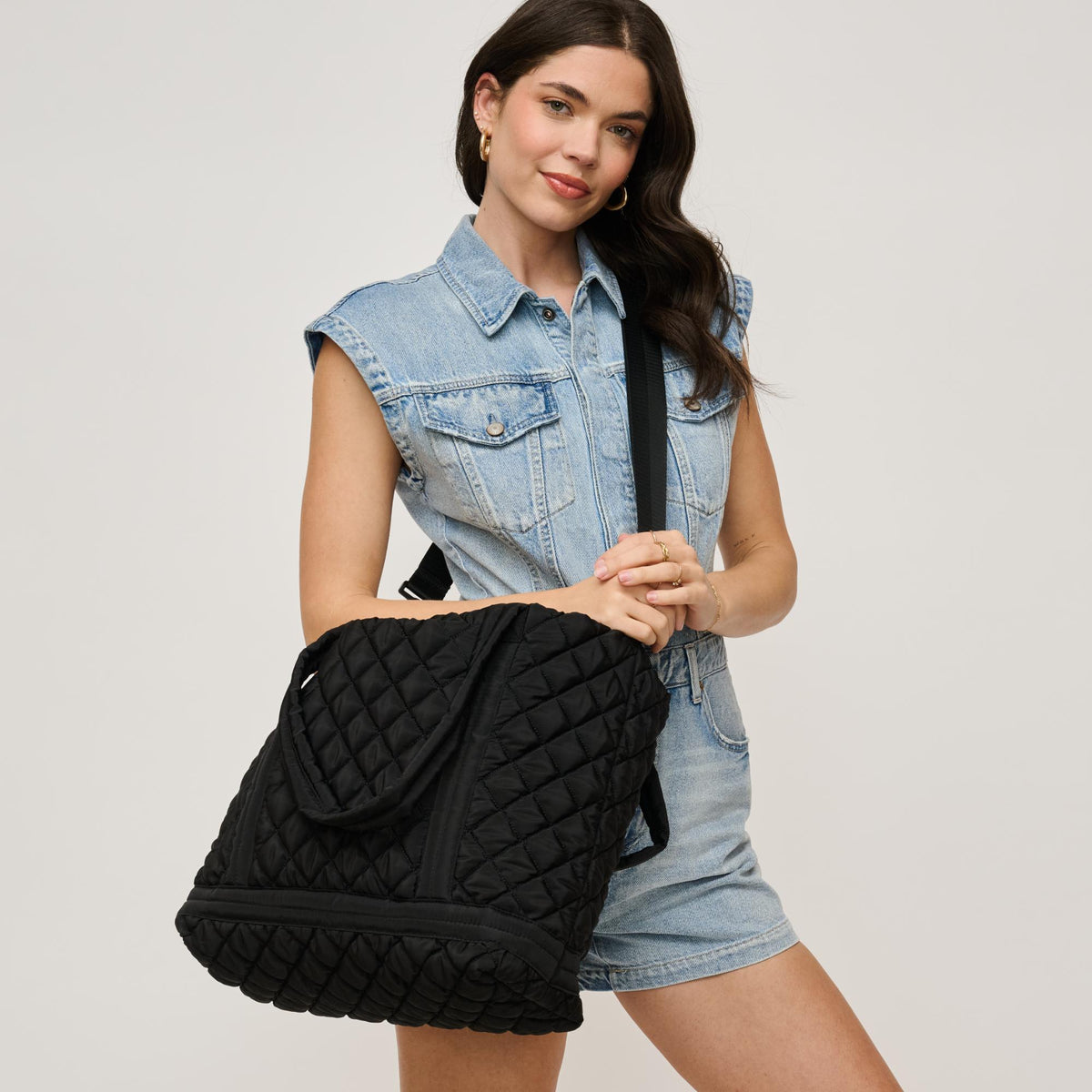 Woman wearing Black Urban Expressions Lanya Tote 840611141552 View 3 | Black