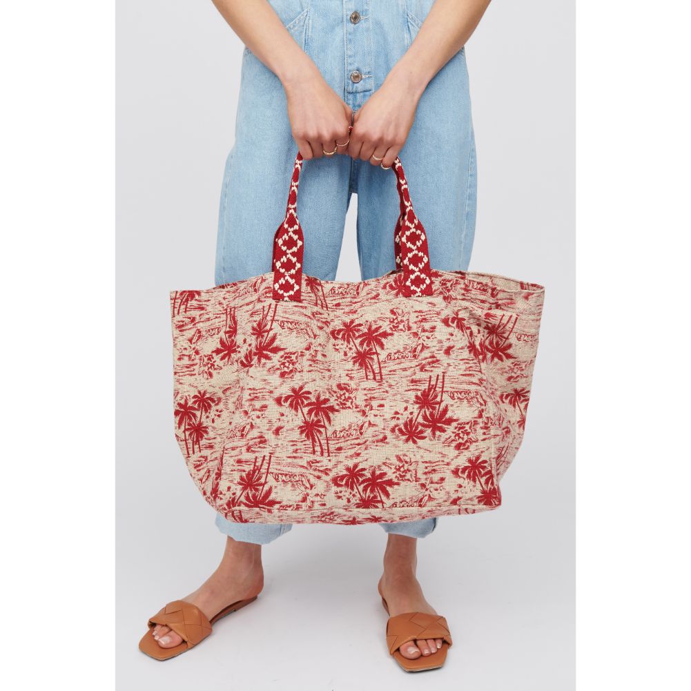 Woman wearing Red Urban Expressions Marbella - Print Tote 818209015714 View 2 | Red