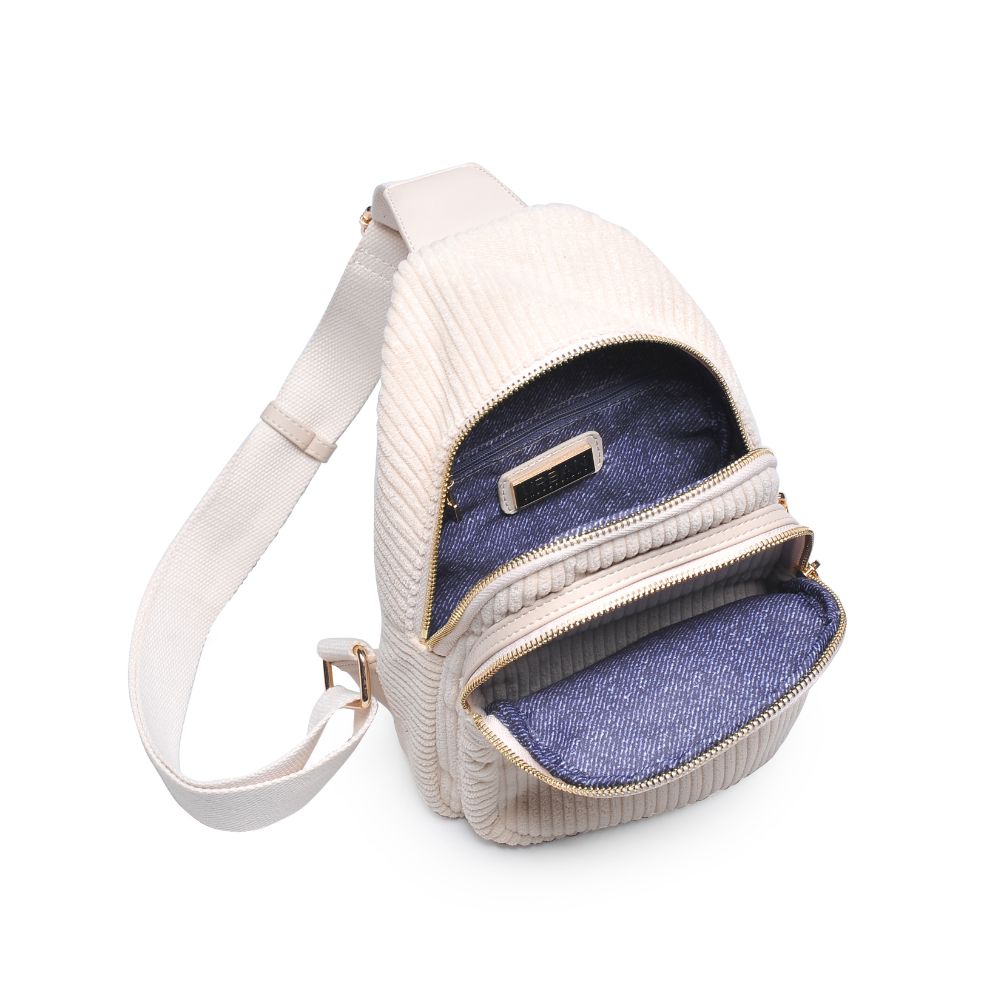 Product Image of Urban Expressions Zephyr - Corduroy Sling Backpack 840611116543 View 8 | Cream