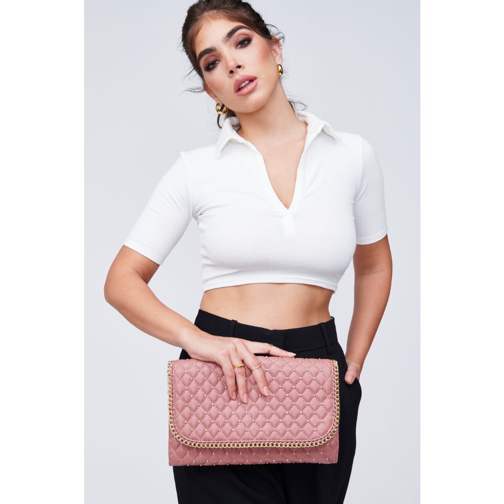 Woman wearing Blush Urban Expressions Viola Clutch 818209011006 View 4 | Blush