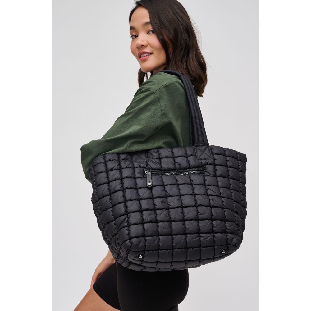 Woman wearing Black Urban Expressions Breakaway - Puffer Tote 840611119834 View 2 | Black