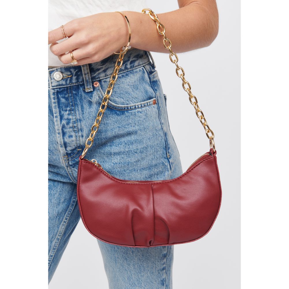 Woman wearing Merlot Urban Expressions Paige Crossbody 818209017091 View 4 | Merlot