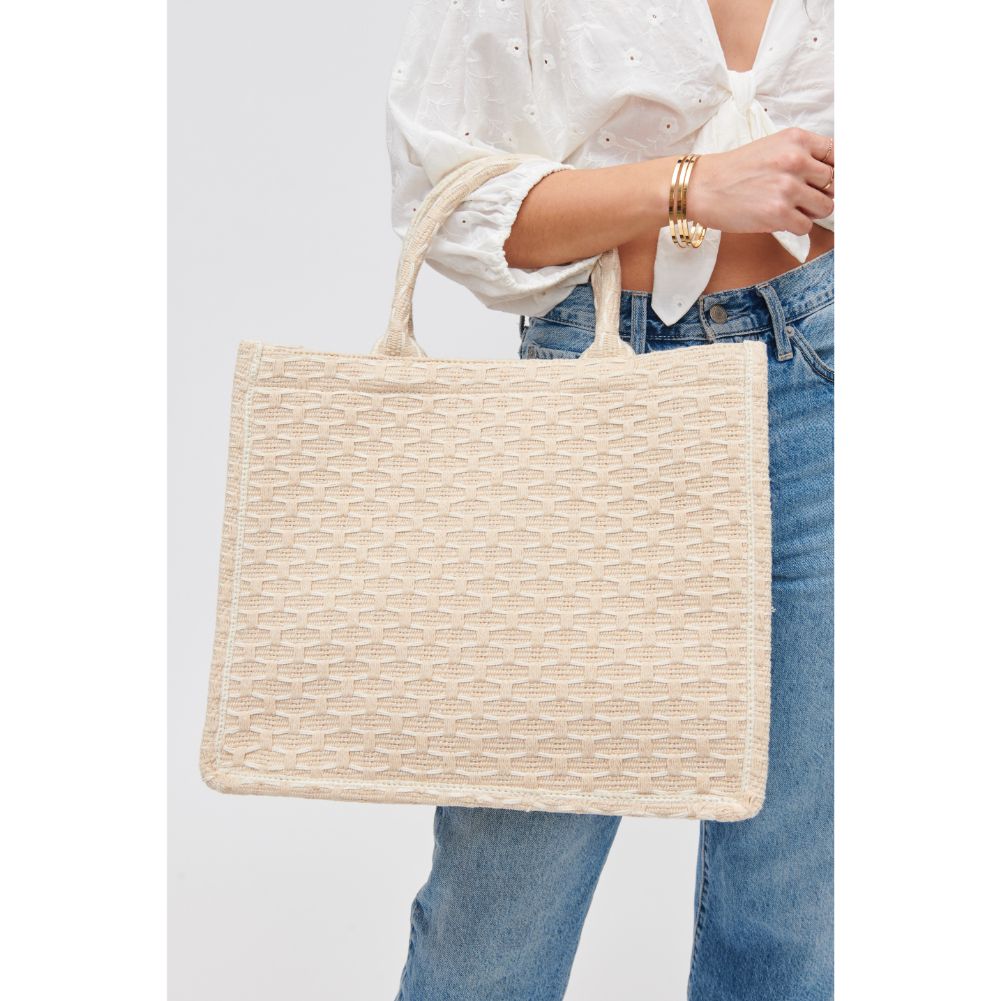 Woman wearing Ivory Urban Expressions Iona Tote 840611108845 View 1 | Ivory