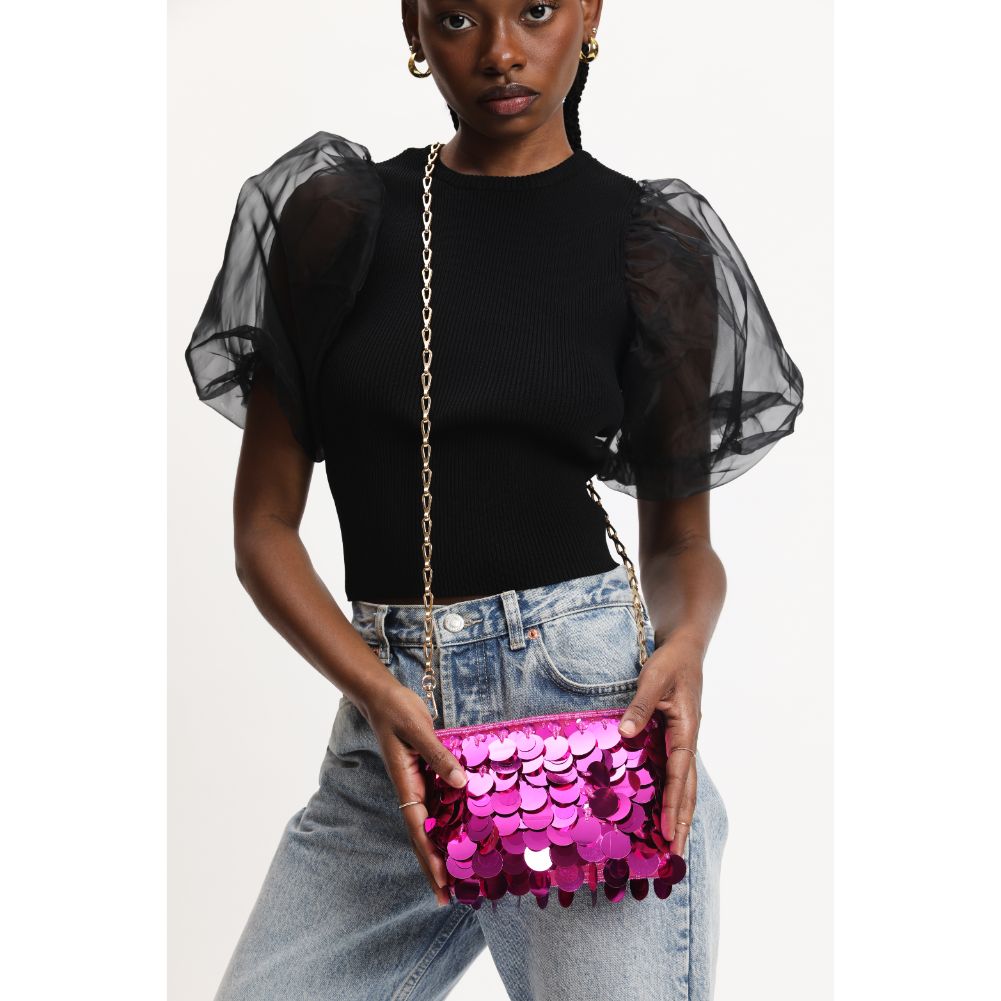 Woman wearing Magenta Urban Expressions Gemma Evening Bag 840611113924 View 1 | Magenta