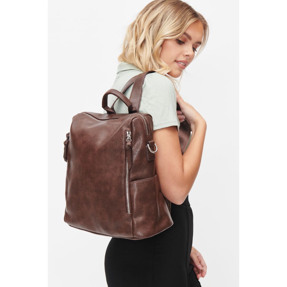 Woman wearing Espresso Urban Expressions Edie Backpack 818209010313 View 2 | Espresso