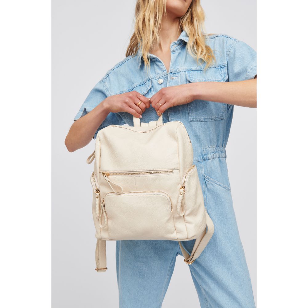 Woman wearing Cream Urban Expressions Kendall Backpack 818209018623 View 4 | Cream