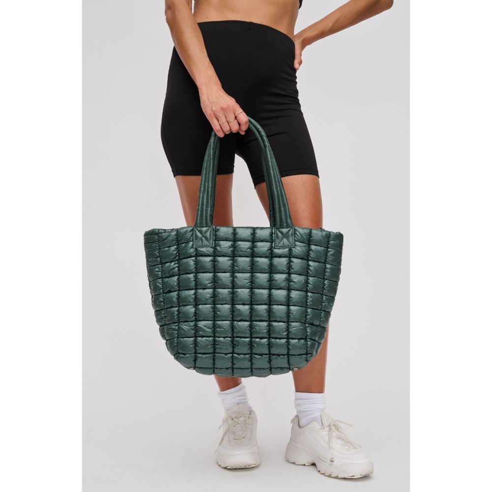 Woman wearing Hunter Green Urban Expressions Breakaway - Puffer Tote 840611119865 View 2 | Hunter Green