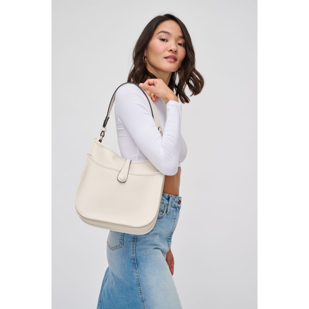 Woman wearing Ivory Urban Expressions Leota Crossbody 840611119940 View 3 | Ivory