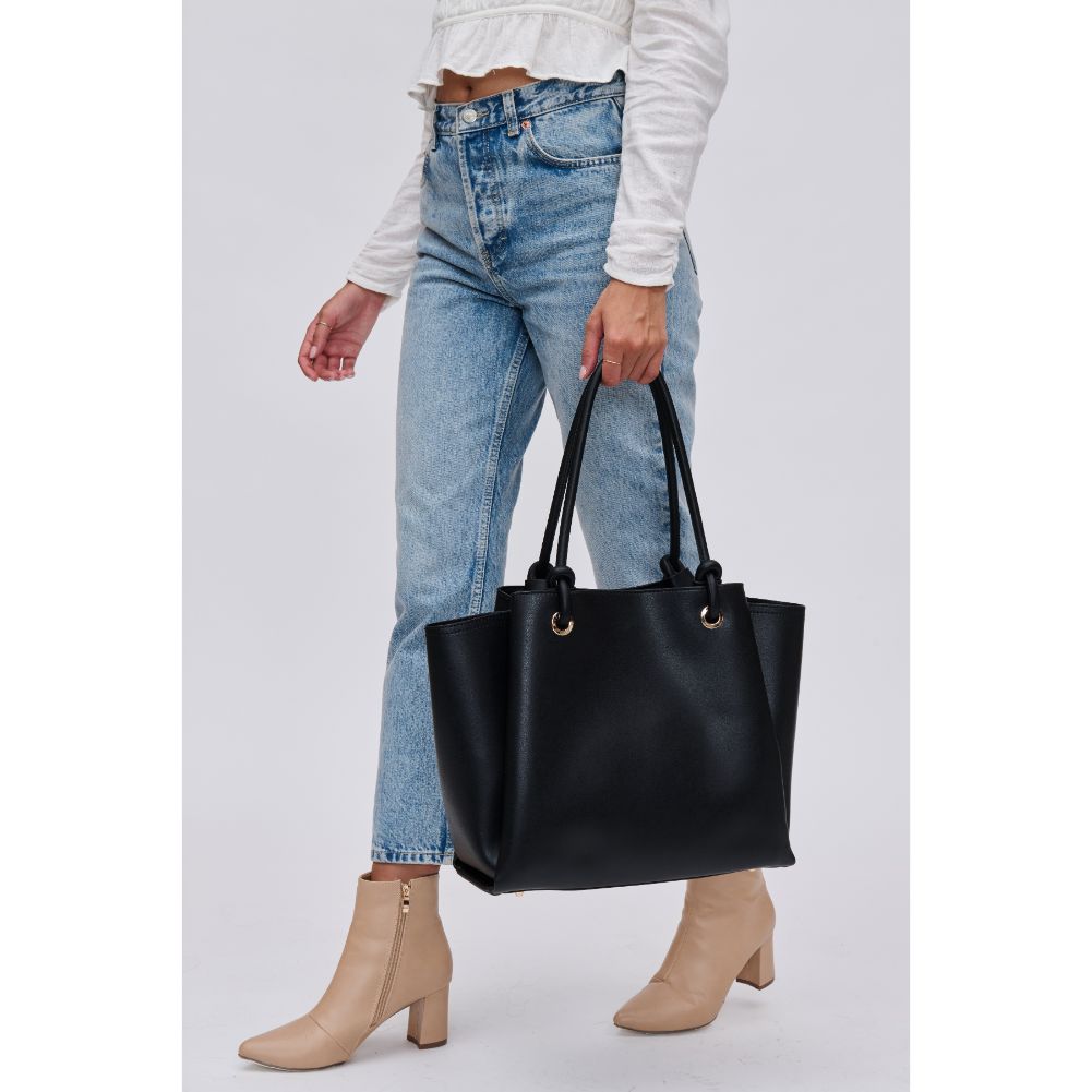 Woman wearing Black Urban Expressions Brielle Tote 840611115133 View 2 | Black