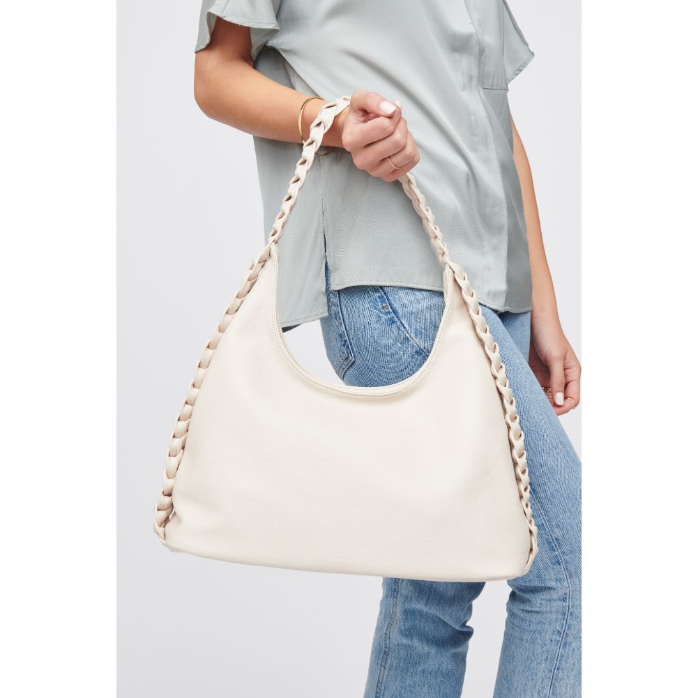 Woman wearing Oatmilk Urban Expressions Martha Hobo 818209016759 View 4 | Oatmilk