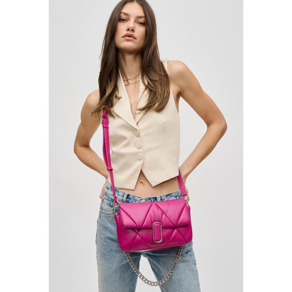 Woman wearing Fuchsia Urban Expressions Anderson Crossbody 840611121752 View 1 | Fuchsia