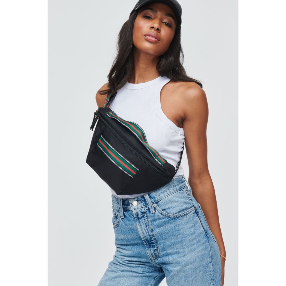 Woman wearing Black Urban Expressions Sammie Belt Bag 840611104175 View 1 | Black