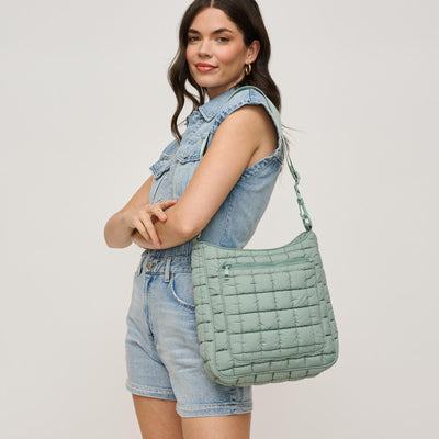 Woman wearing Sage Urban Expressions Fia Crossbody 840611140043 View 1 | Sage