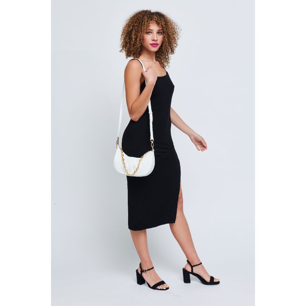Woman wearing White Urban Expressions Paige Crossbody 840611179692 View 4 | White