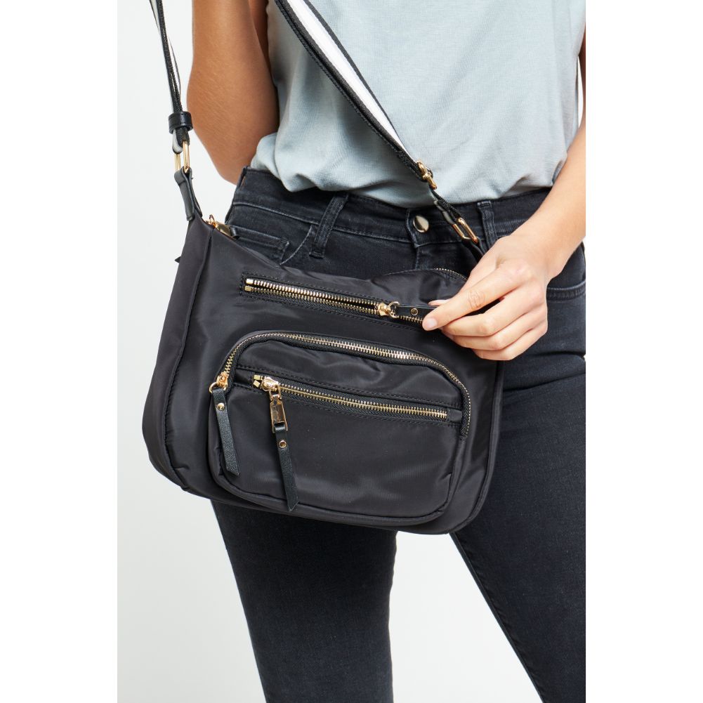 Woman wearing Black Urban Expressions Mason Messenger 840611180698 View 2 | Black