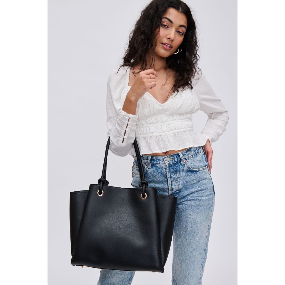 Woman wearing Black Urban Expressions Brielle Tote 840611115133 View 1 | Black