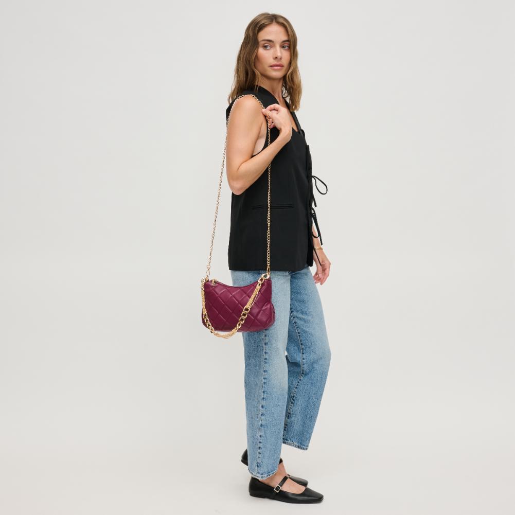 Woman wearing Merlot Urban Expressions Eve Crossbody 840611132499 View 4 | Merlot