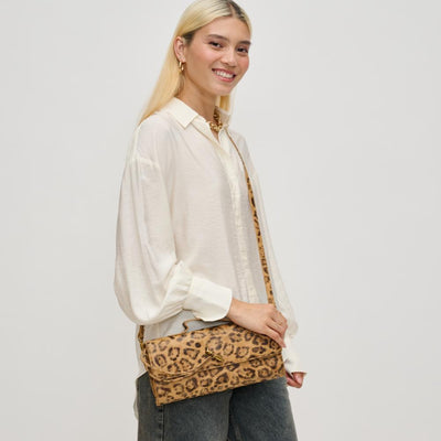 Woman wearing Leopard Urban Expressions Ada Crossbody 840611137111 View 1 | Leopard