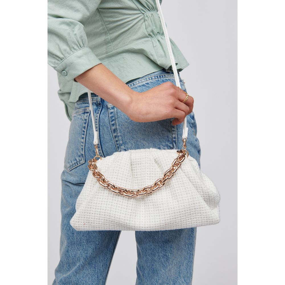 Woman wearing White Urban Expressions Malia Crossbody 818209019644 View 1 | White