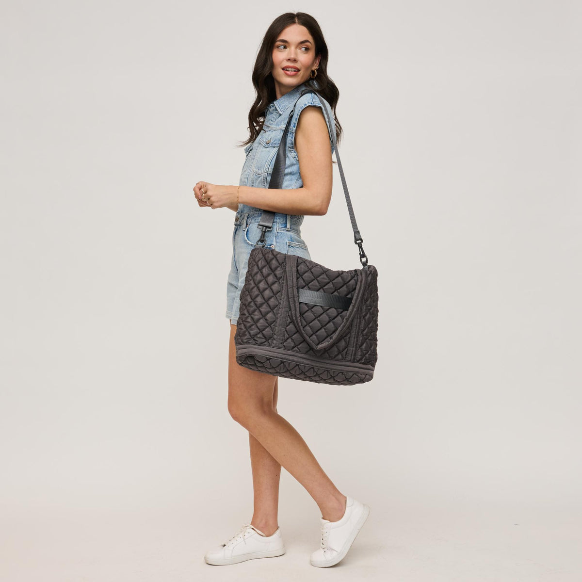 Woman wearing Carbon Urban Expressions Lanya Tote 840611141569 View 3 | Carbon