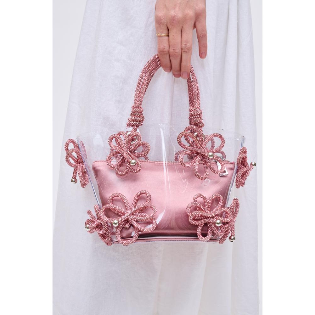 Woman wearing Pink Urban Expressions Mariposa Evening Bag 840611191342 View 4 | Pink