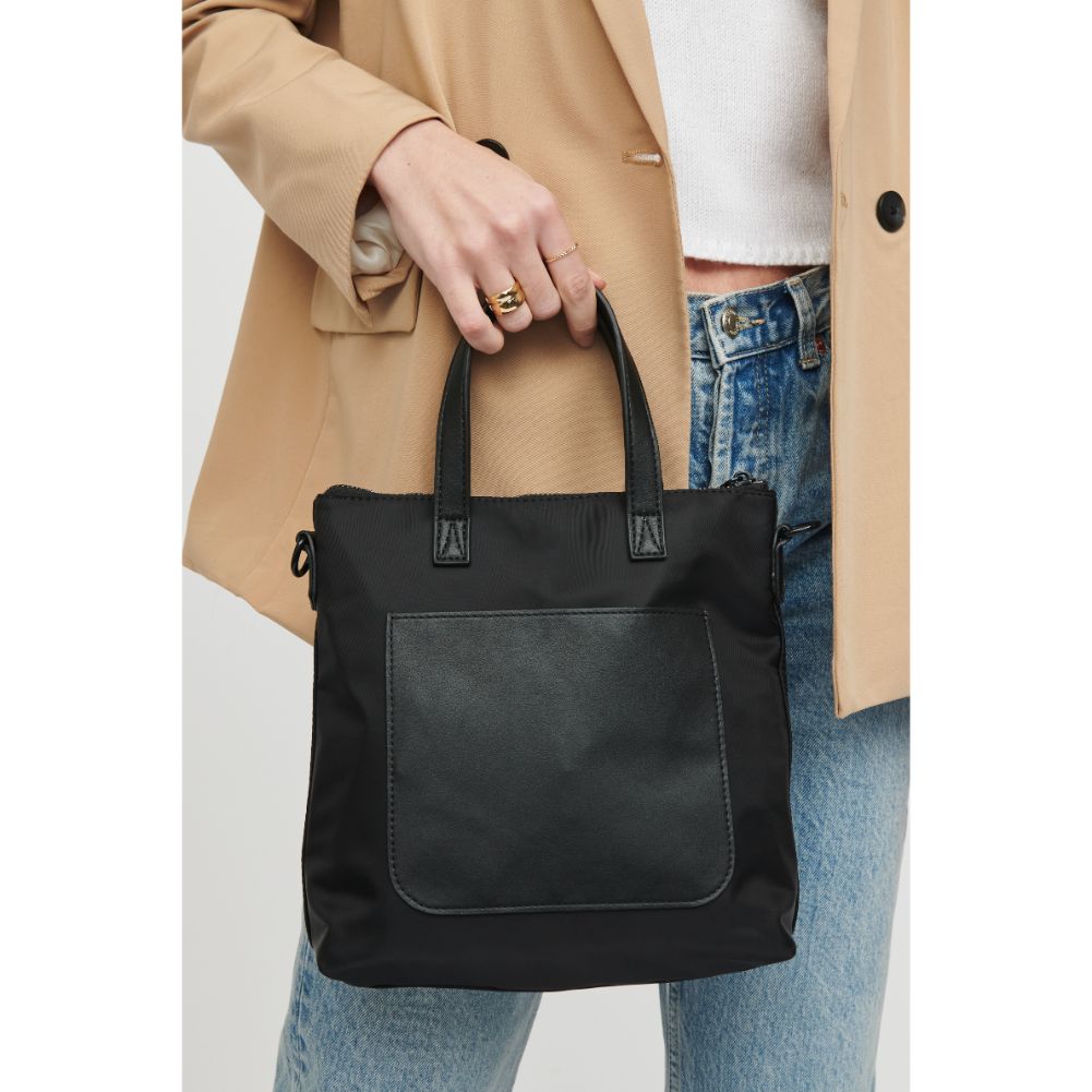 Woman wearing Black Urban Expressions Noelle Mini Tote 840611101655 View 4 | Black