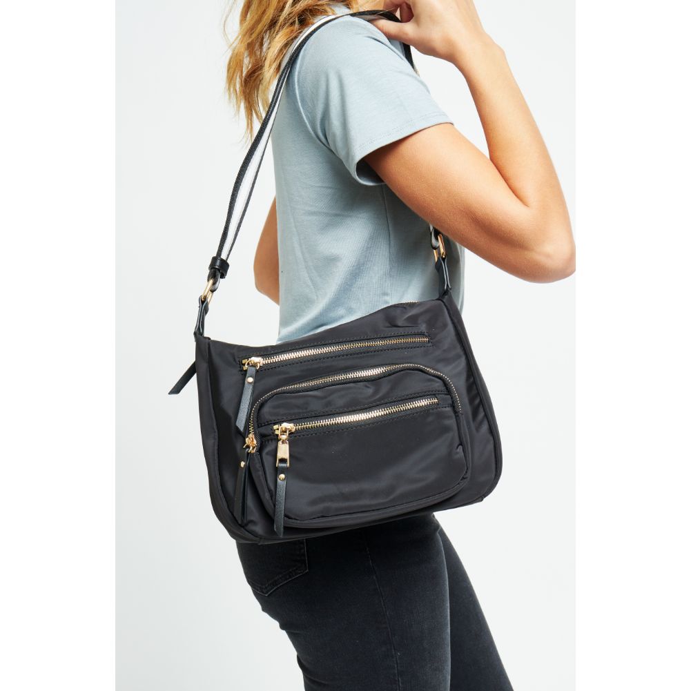 Woman wearing Black Urban Expressions Mason Messenger 840611180698 View 1 | Black