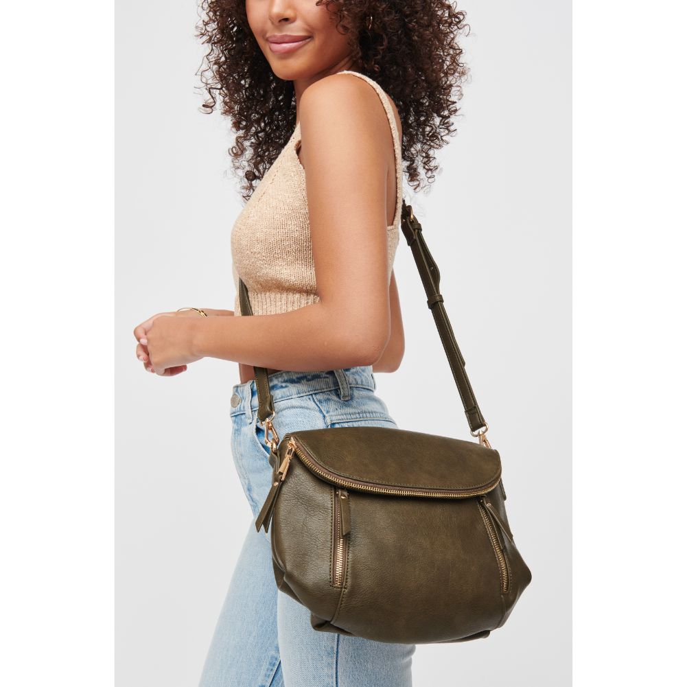 Woman wearing Olive Urban Expressions Brigitte Messenger 840611185167 View 1 | Olive