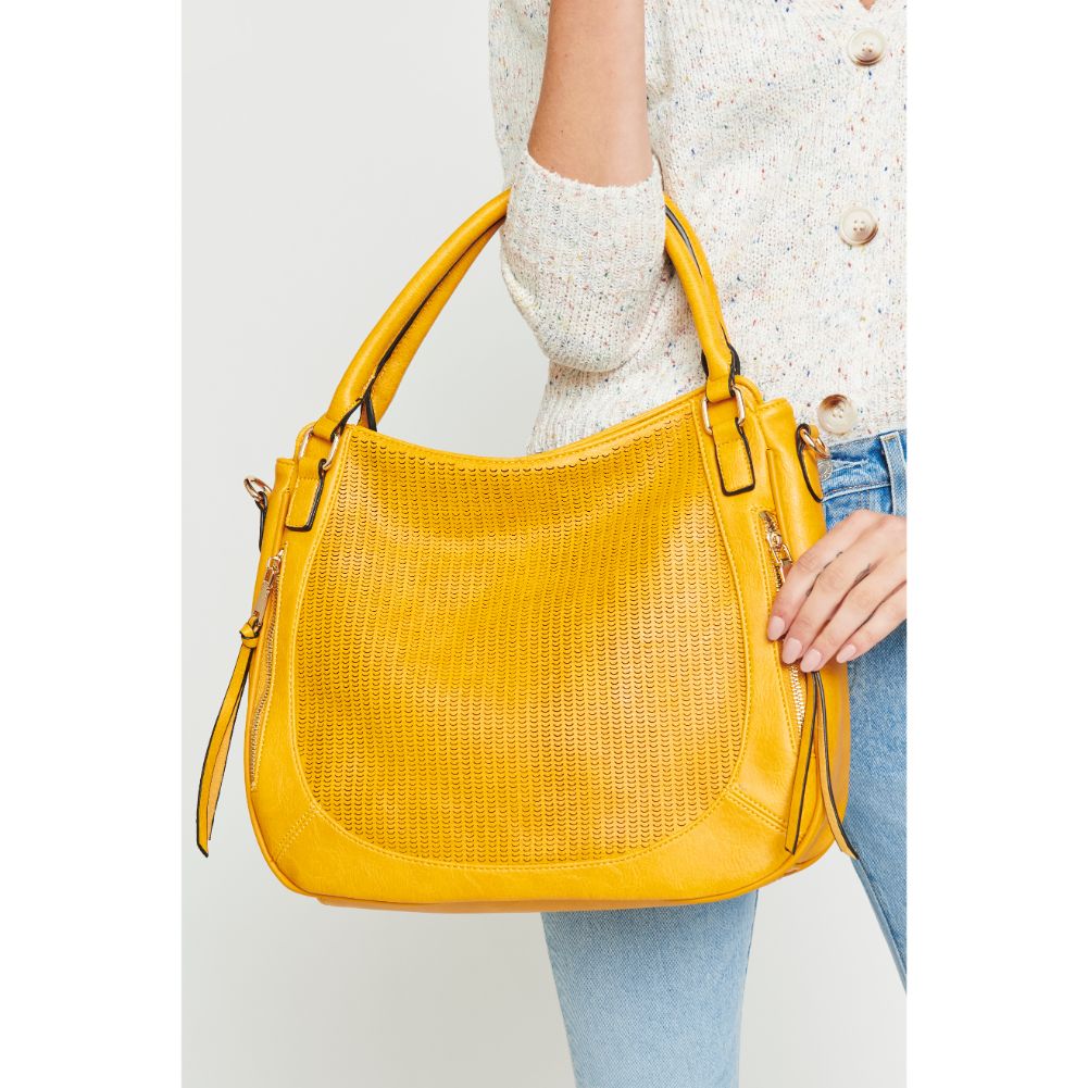 Woman wearing Mustard Urban Expressions Angelica Hobo 840611173720 View 1 | Mustard