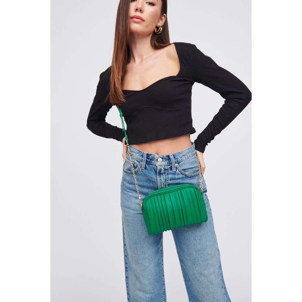 Woman wearing Kelly Green Urban Expressions Nadiya Crossbody 818209019682 View 4 | Kelly Green