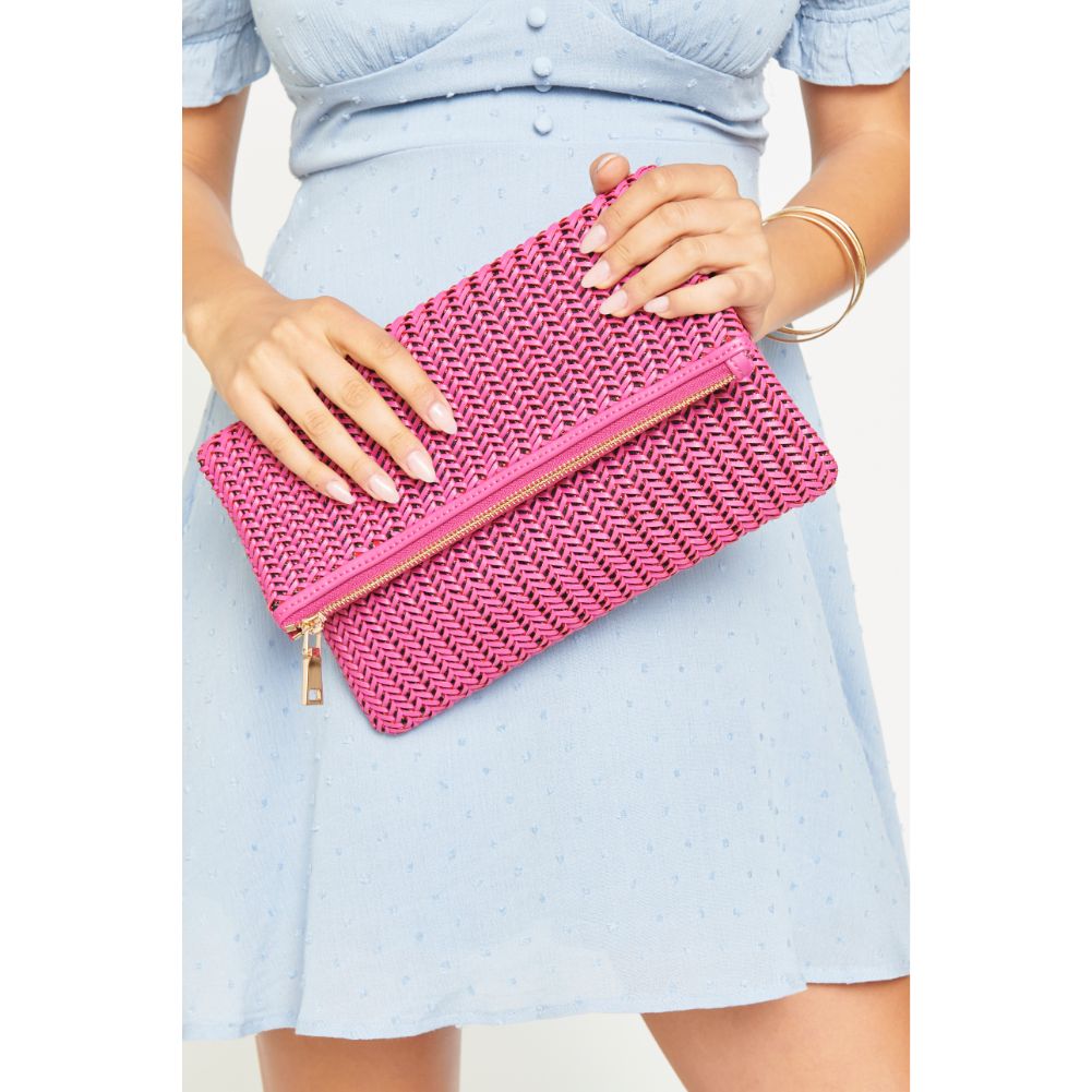 Woman wearing Fuchsia Urban Expressions Carrie Clutch 840611170903 View 2 | Fuchsia