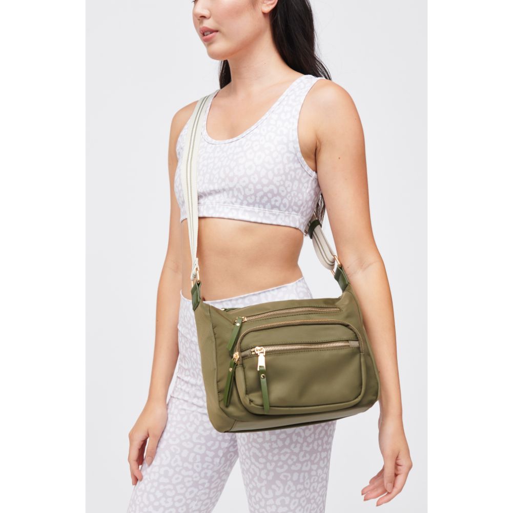 Woman wearing Olive Urban Expressions Mason Messenger 840611182999 View 1 | Olive