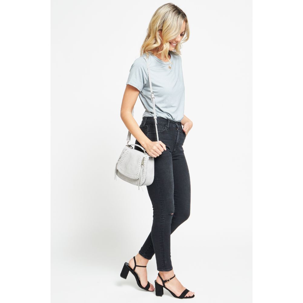 Woman wearing Dove Grey Urban Expressions Khloe - Mini Crossbody 840611176592 View 1 | Dove Grey