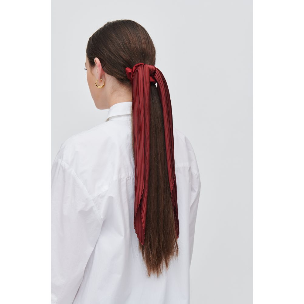 Woman wearing Red Urban Expressions Scarf Scrunchie Scrunchie 818209014090 View 1 | Red