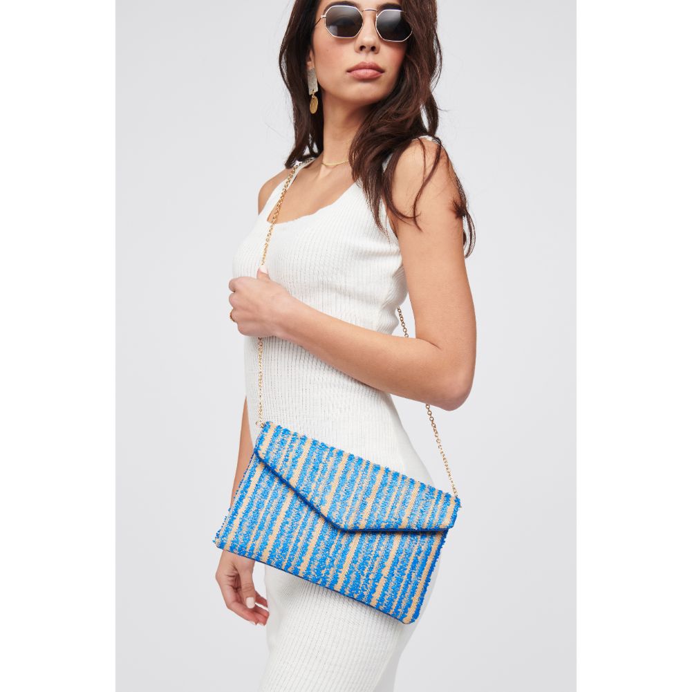 Woman wearing Electric Blue Urban Expressions Mayotte Clutch 818209017541 View 2 | Electric Blue