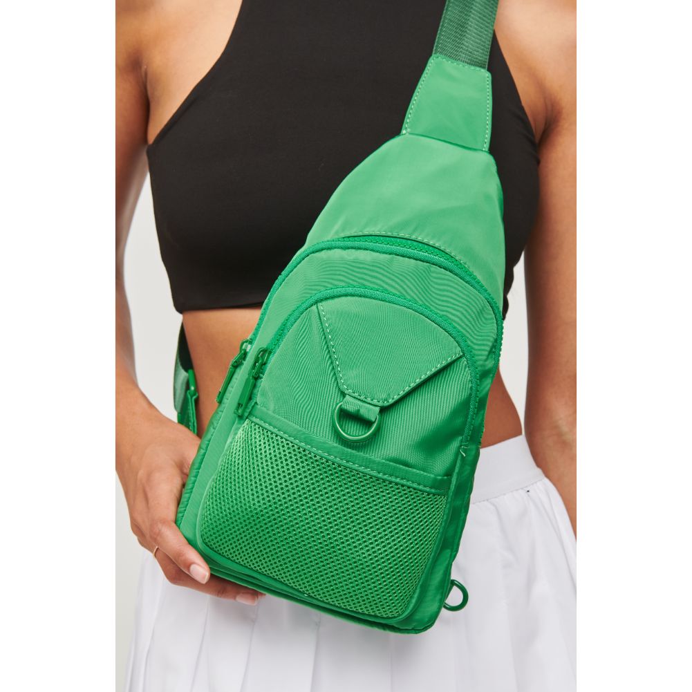 Woman wearing Green Urban Expressions Walker - Nylon Sling Backpack 840611110657 View 4 | Green