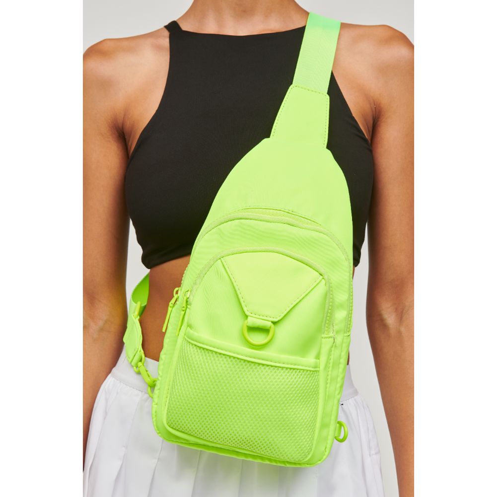 Woman wearing Neon Yellow Urban Expressions Walker - Nylon Sling Backpack 840611110688 View 4 | Neon Yellow